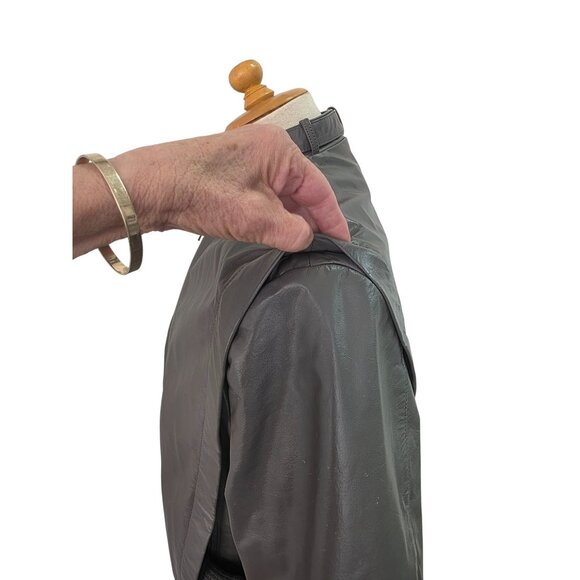 Wilsons Leather Y2K Gray Bomber Jacket Mens Sz 40  M/L Snap Tab Standing Collar - Picture 6 of 13